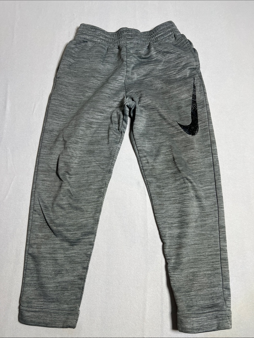 Nike Kids Grey Marled Athletic Joggers with Black Swoosh